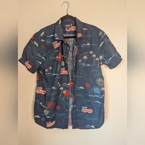 Billabong Dark Blue Americana Print Shirt Size L